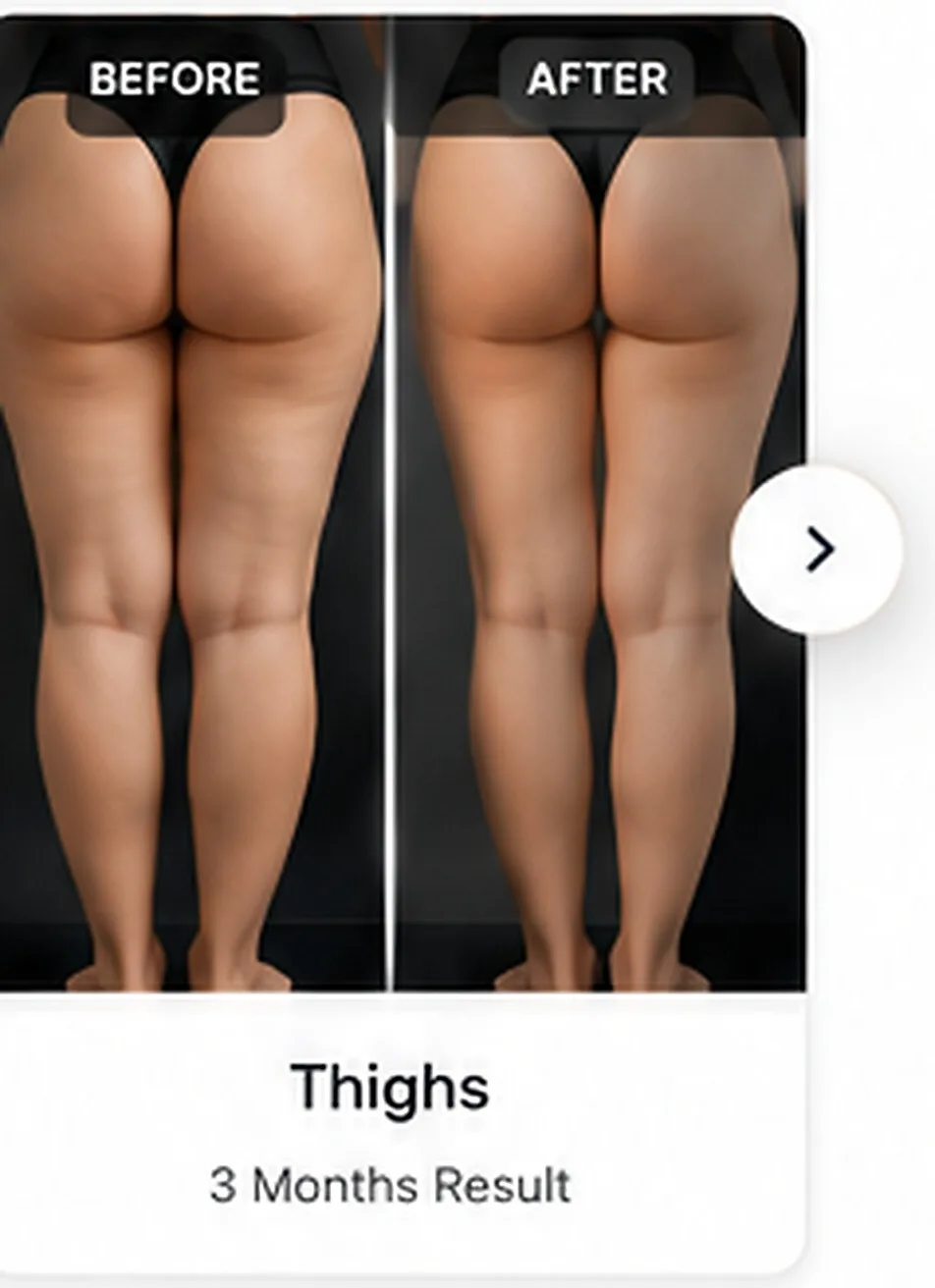 Thighs liposuction before and after example
